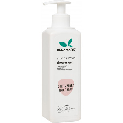 Гель для душа DeLaMark с ароматом клубники и сливок 400 мл (4820152331908) Винница - изображение 1