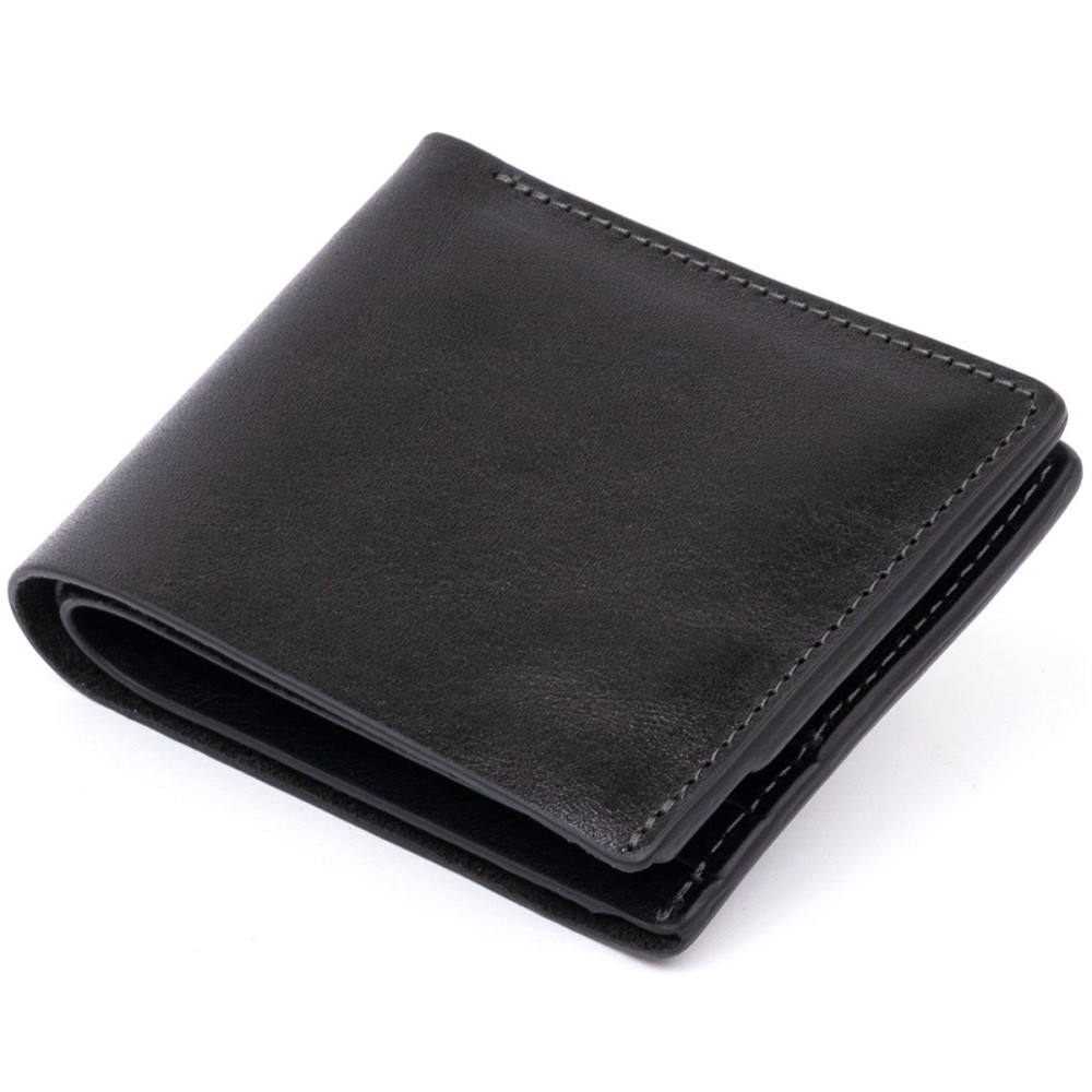 Портмоне вертикальное с круглым магнитом на два отделения Черное (GRANDE PELLE) Киев - изображение 12