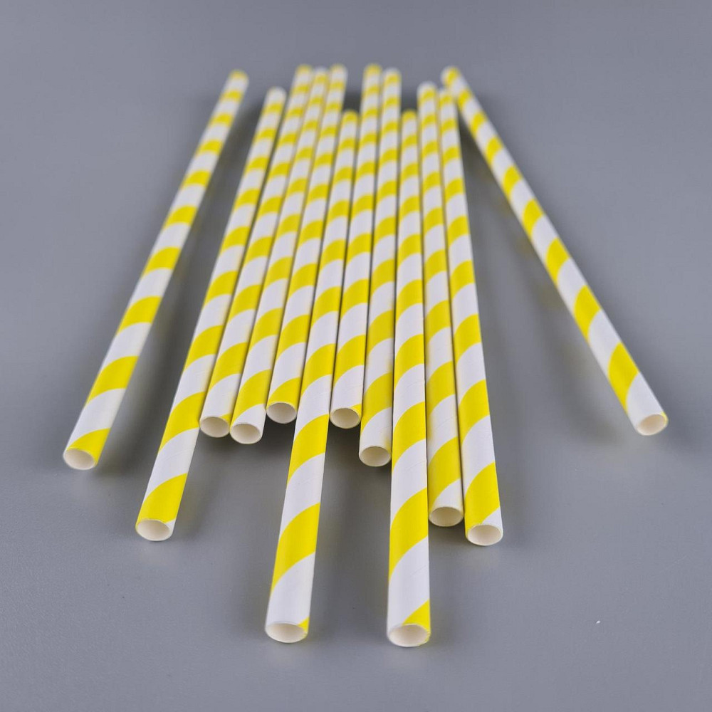 Соломка трубочка паперова Ø 5 мм 20 см "Вита" біло-жовта 25 шт (1 пачка) Харків - фото 1