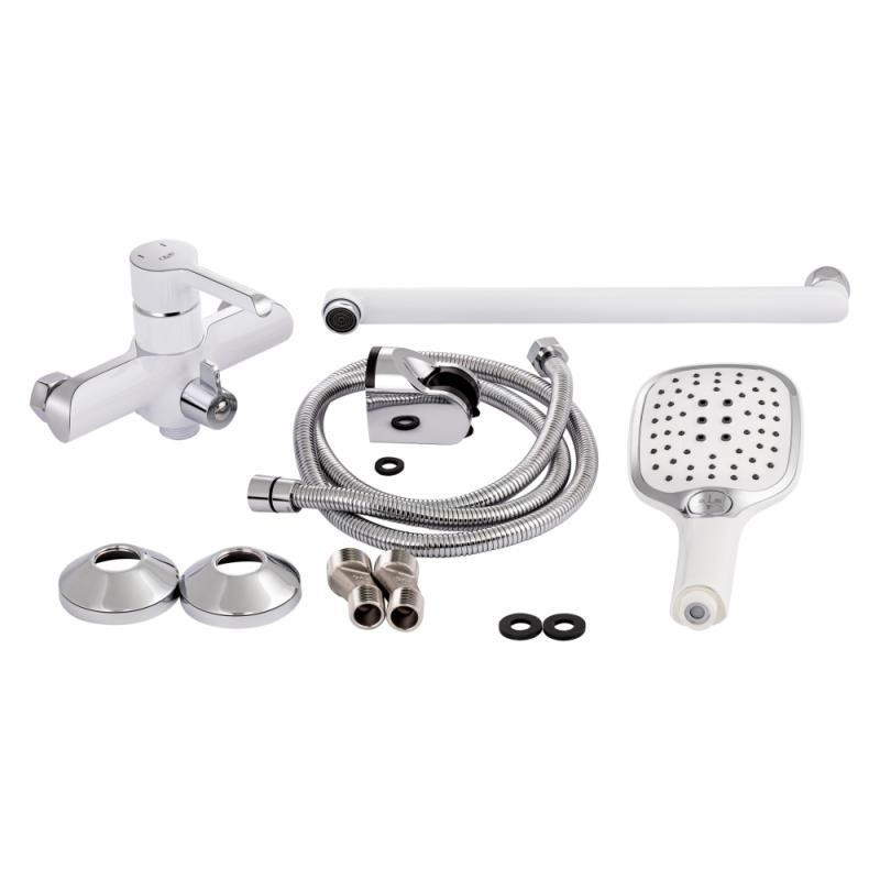 Смеситель для ванны с поворотным изливом, c душевым гарнитуром Qtap Grand QTGRAWCR005 Chrome/White Харьков - изображение 8