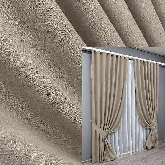 Комплект готових штор VR-Textil Блекаут двосторонній ASHEN NIGHT № 1853ш Бежевий 150х290 см 2 шт (33-0898) Київ