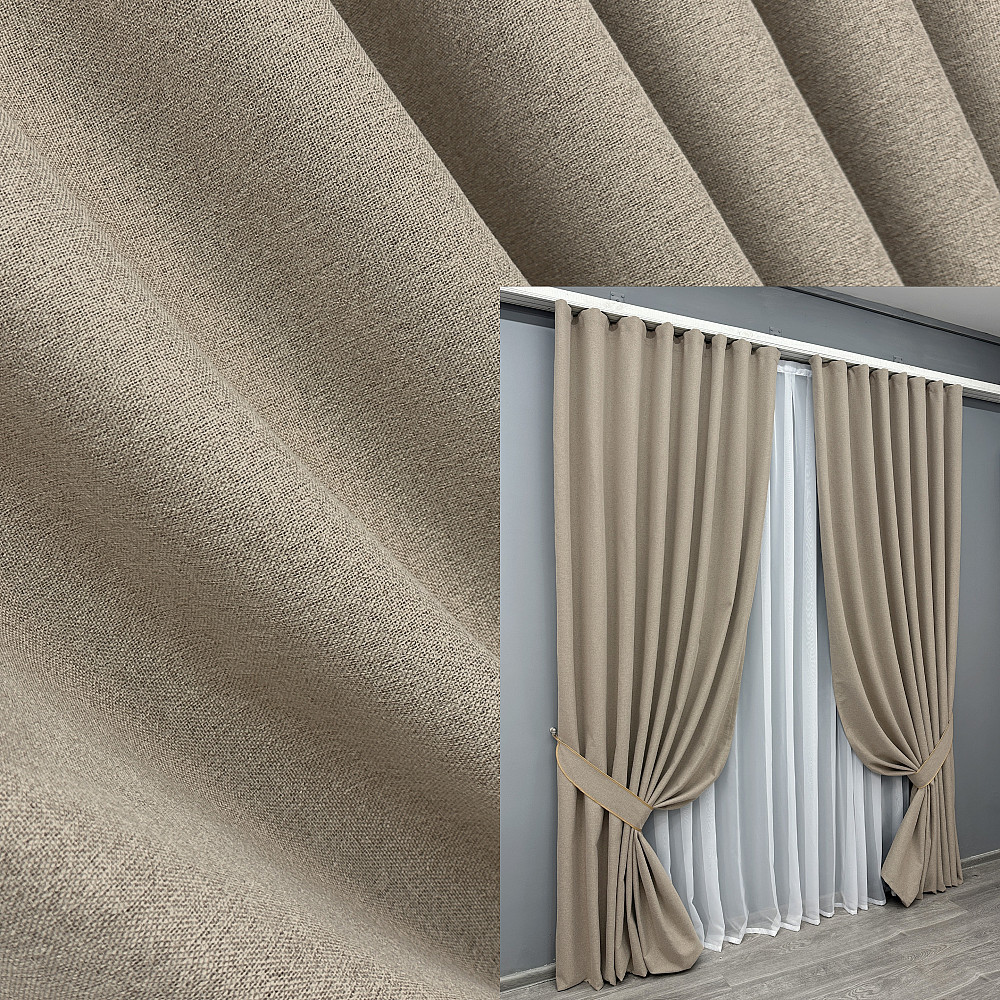 Комплект готових штор VR-Textil Блекаут двосторонній ASHEN NIGHT № 1853ш Бежевий 150х290 см 2 шт (33-0898) Київ - фото 1