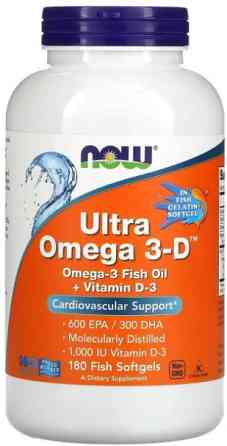 Омега 3-Д Ультра Now Foods Omega 3-D, 600 EPA / 300 DHA 180 рыбьих гелевых капс Киев
