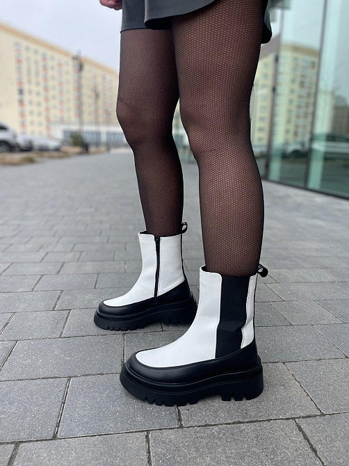 Broxci Черевики жіночі BROXCI чорний/білий натуральна шкіра зима висота 18 см (5208) 37р. Коломия - фото 5