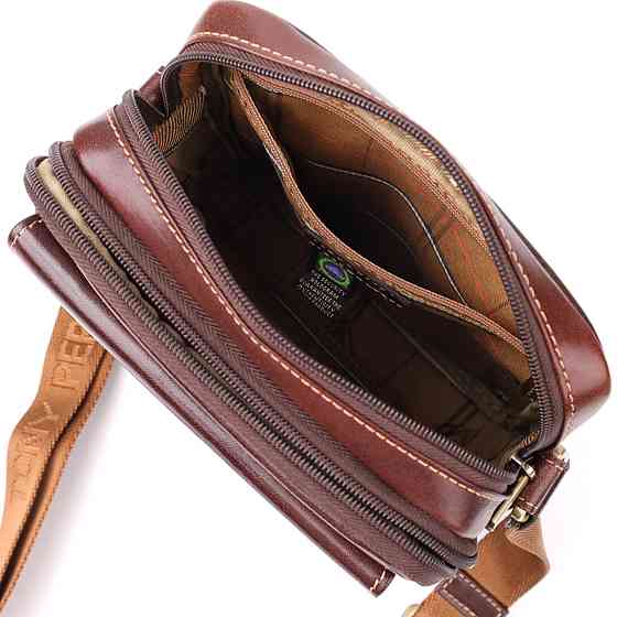 Чоловіча сумка з кишенями з гладкої натуральної шкіри Tony Perotti 20856_1 (9148-17 moro) Коричневий Київ