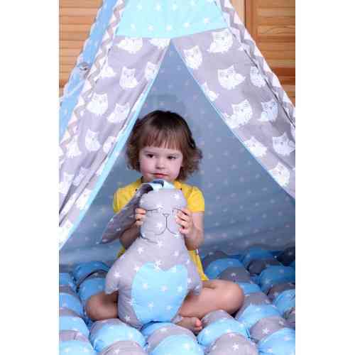 Вігвам Хатка комплект Бобон Невелика Блакитний із сірим із подушками — Великий 150*150 см Київ