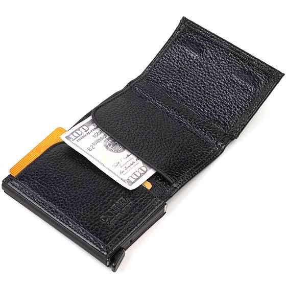 Картхолдер унісекс у три складання з автоматичним механізмом з натуральної шкіри флотар CANPELLINI 21936 Чорний Київ