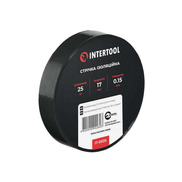 Стрічка ізоляційна 0.15мм*17мм*25м чорна INTERTOOL IT-0026 Киев - изображение 4