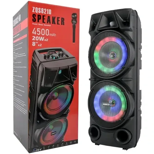 ZQS2801 Портативна Bluetooth колонка 20 Вт, 2x8", 4500 мАг, пульт ДК, мікрофон, музика скрізь Одеса - фото 1