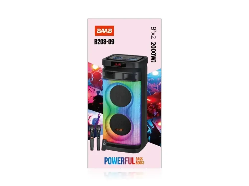 Портативна акустична колонка B208-09 80Вт 2x8" TWS/FM/USB/TF/BT/LED з 2 мікрофонами Одеса - фото 2