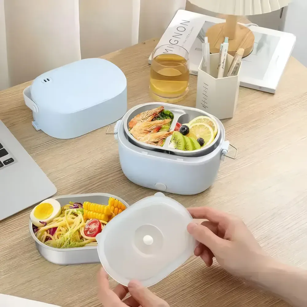 Ланч-бокс с подогревом объемом 1 л на два контейнера с крышками LY-800 Коломия - фото 3