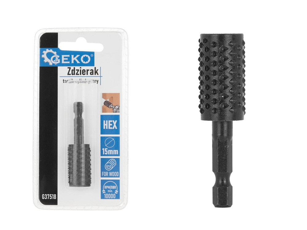 Рашпіль "GeKo" з хвостовиком Hex-E6,3 (під шуруповерт) діаметром 15мм циліндричної форми Киев - изображение 1