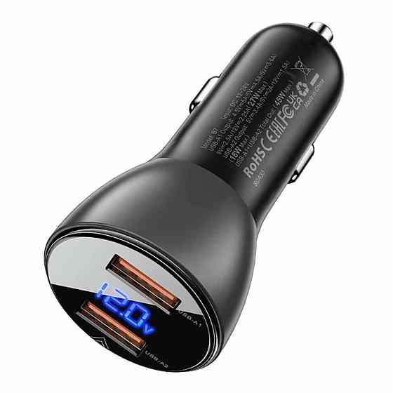 Автомобільний зарядний пристрій ACEFAST B7 metal  45W (USB-A + USB-A) with digital display Київ