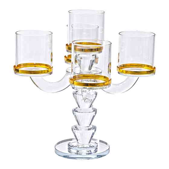 Yiwu Канделябр на 5 свічок 19×19×23 см підсвічник скляний декоративний із золотою окантовкою HP Киев