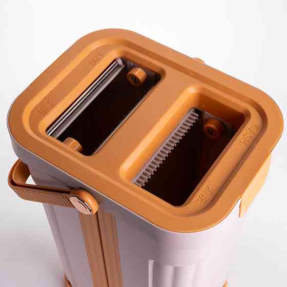 Швабра з відром 16 л для миття підлоги з віджимом плоска насадка з мікрофібри набір для прибирання будинку HP-35015-58 Київ