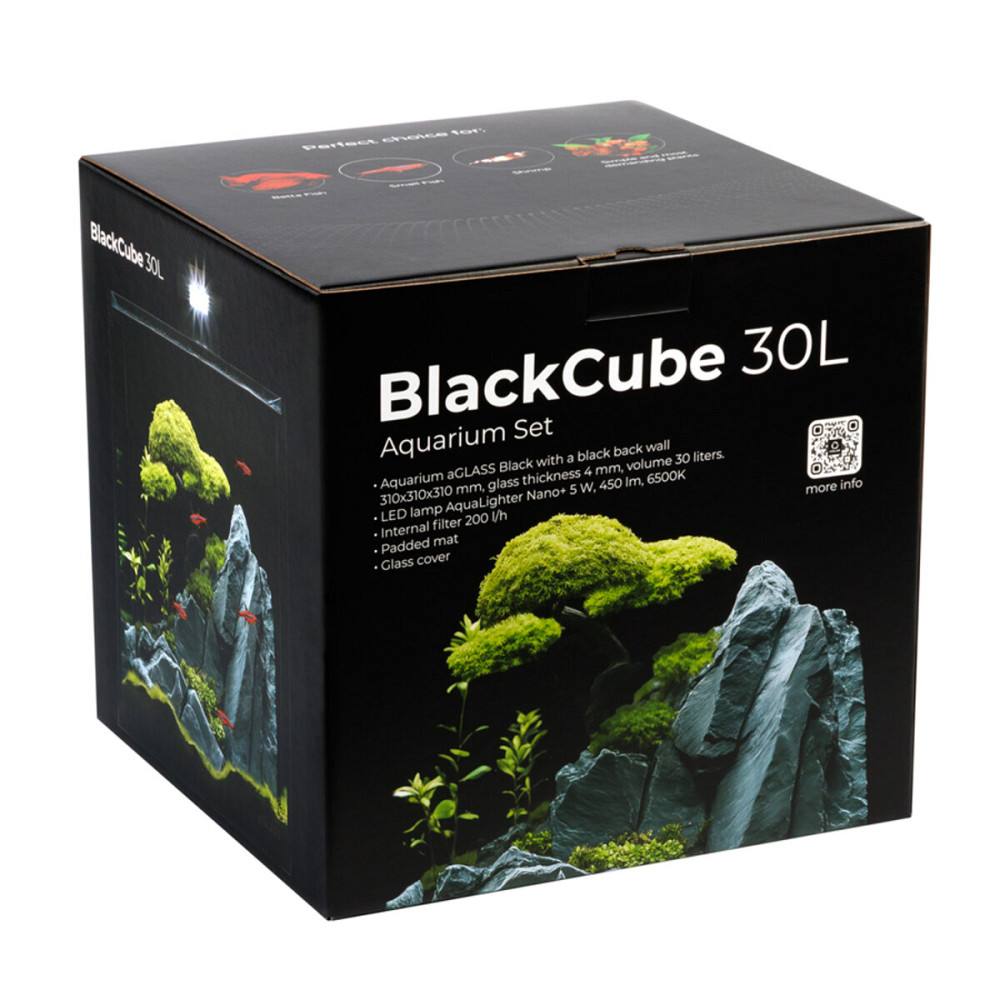 Аквариумный набор BlackCube 30 литров, с черной задней стенкой, 31х31х31 см, стекло 4 мм. Киев - изображение 2