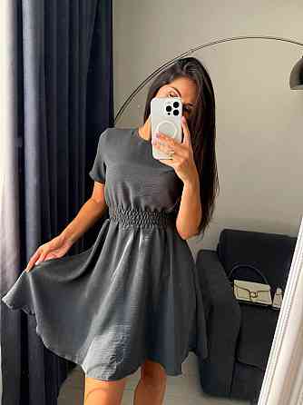 Жіноче легке приталене базове плаття креп жатка Сірий, 46/48 Одеса