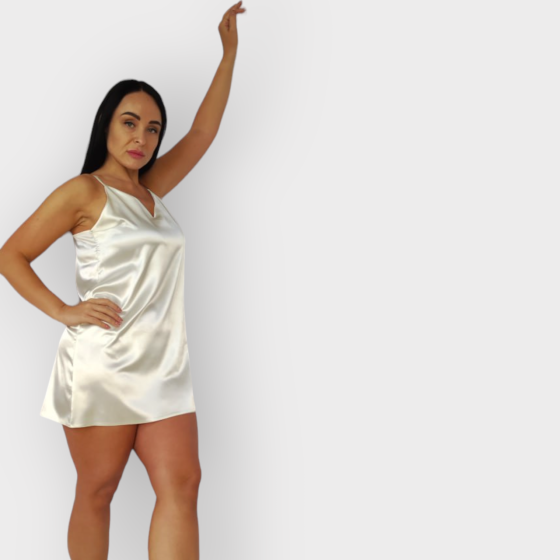 Женская ночная рубашка атласная на регулируемых бретельках Молочный XL Харьков