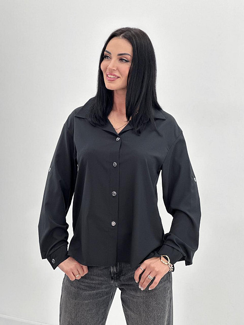 Базова жіноча сорочка "Eden" оптом | Батал | Розпродаж моделі Чорний, 50-52 Київ - фото 2