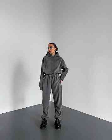 Женский стильный теплый костюм двухсторонний флис. Графит, 46/48 Одесса