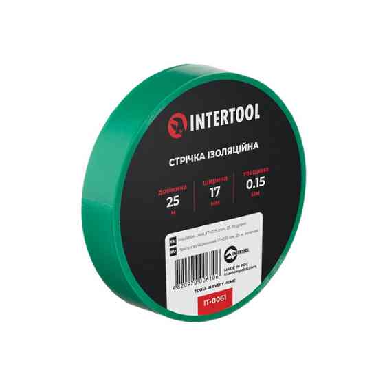 Стрічка ізоляційна 0.15мм*17мм*25м зелена INTERTOOL IT-0061 Киев