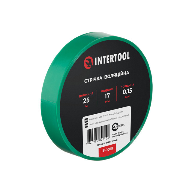 Стрічка ізоляційна 0.15мм*17мм*25м зелена INTERTOOL IT-0061 Киев - изображение 4