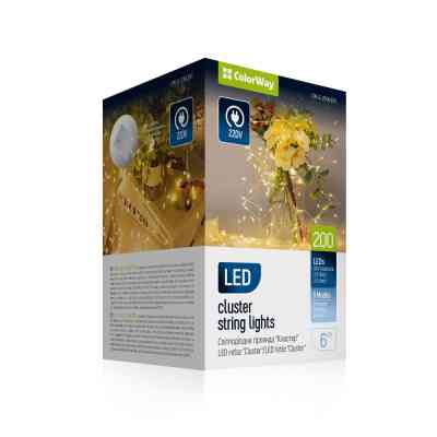 Гірлянда ColorWay Кластер LED 200 6 м 8 функцій Мідна струна Теплий колір 220 V (CW-G-200L6VC) Вінниця
