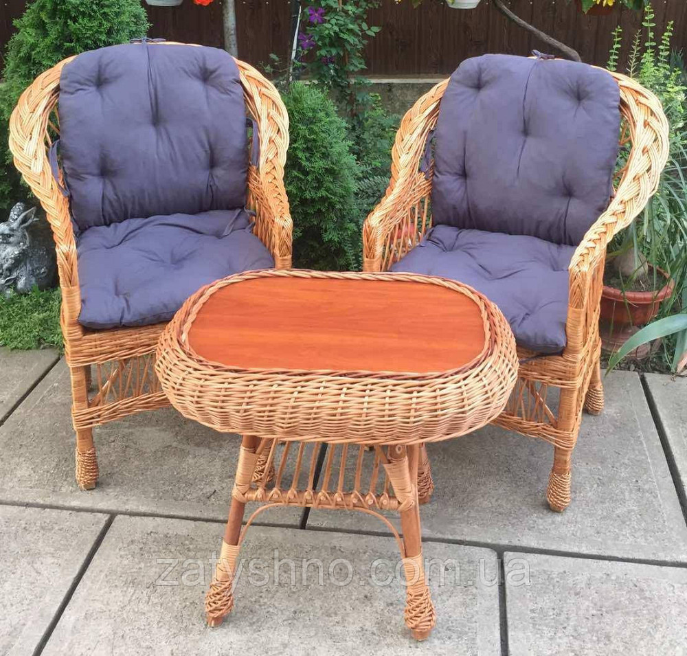 Мебель плетеная из лозы с 2 креслами |  Мебель из лозы с журнальным столом |мебель плетеная Киев - изображение 1