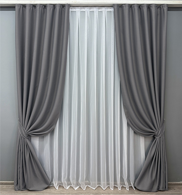 Комплект готовых штор VR-Textil Блекаут Bagema Rvs № 1244ш Серый 150х270 см 2 шт (33-0066) Киев - изображение 2