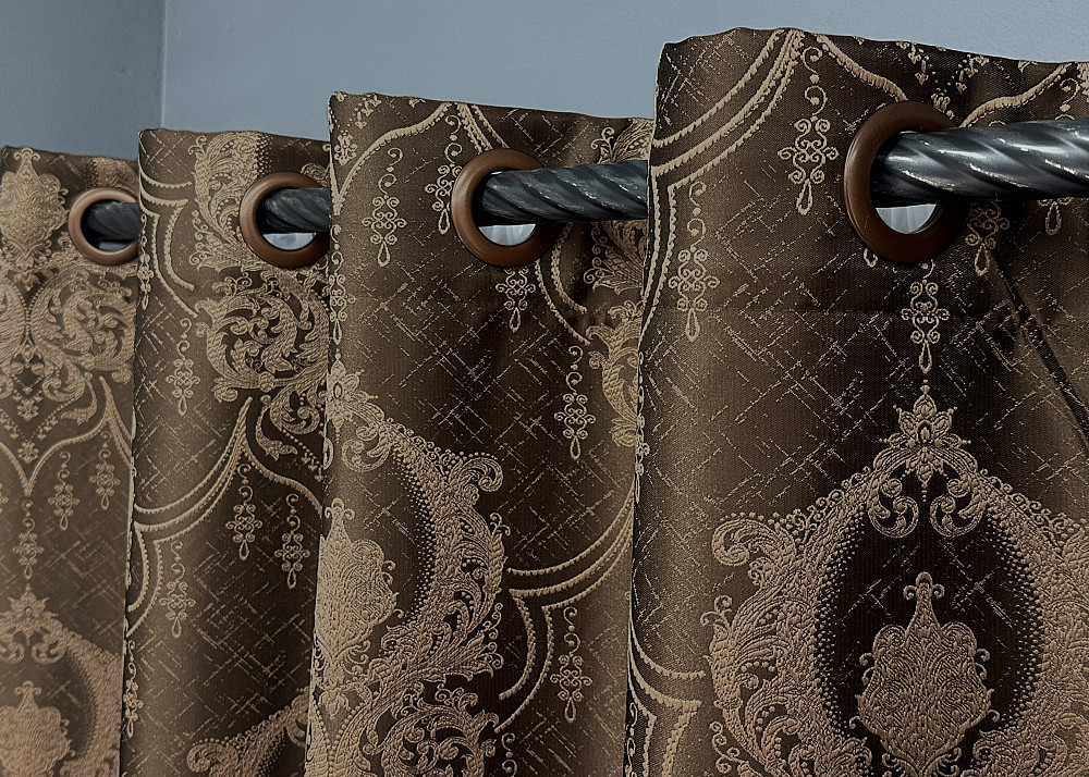 Комплект штор на люверсах VR-Textil Парча № 1772ш Коричневый с карамельным 155х270 см 2 шт (37-0258) Киев - изображение 6