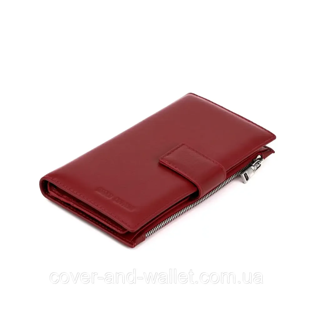 Бордовий жіночий купюрник з натуральної шкіри на магнітах і блискавці Marco Coverna 0134 Київ - фото 5
