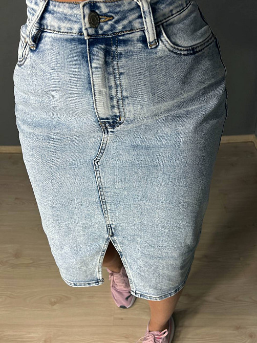 Спідниця жіноча джинсова DNL 208 середньої довжини з розрізом блакитна, блакитний, З2, 32, 87 см, 117 см Київ - фото 15