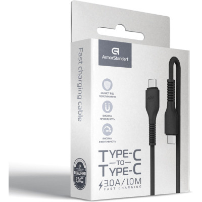 Дата кабель USB-C to USB-C 1.0m AR88 3A black Armorstandart (ARM65293) Вінниця - фото 4