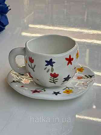 Чашка з блюдцем кераміка Olens "Квіткова" 300 мл 8030-394 Київ