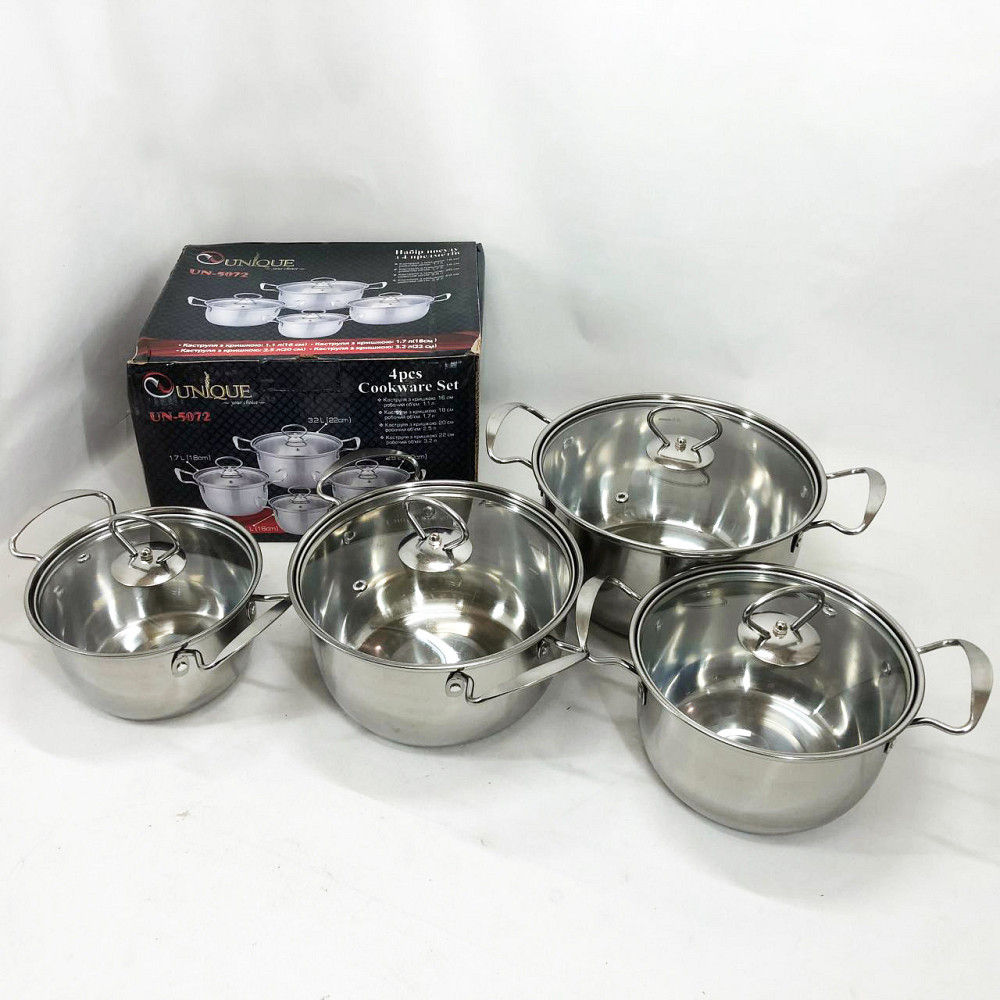 Набор кастрюль-сотейников Unique UN-5072, Набор посуды для любых плит Хороший кастрюль AF-32 Львов - изображение 1