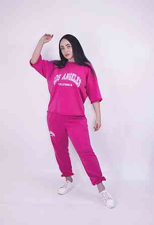 Костюм жіночий літній (футболка + штани) трикотажний Малиновий XL-2XL Харків