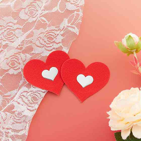 Стікіні на груди Сердечка 8 см червоний Київ