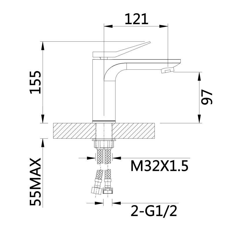 Смеситель для раковины Qtap Presto QTPRE270GRP45581 (k35), однорычажный, низкий, Graphite Харьков - изображение 2