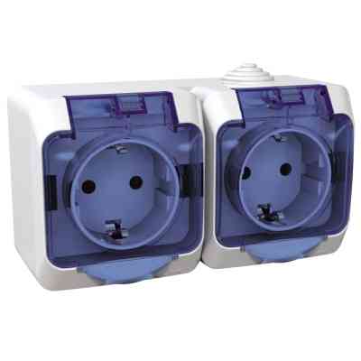 Розетка Schneider Electric CEDAR подвійна 2К+З зі шторками та прозорою кришкою біла IP44 (WDE000525) Вінниця