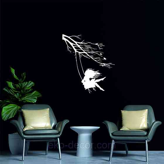 Декоративне настінне Панно «Дівчинка та голуб» Декор на стіну 90*80 см, Білий Київ