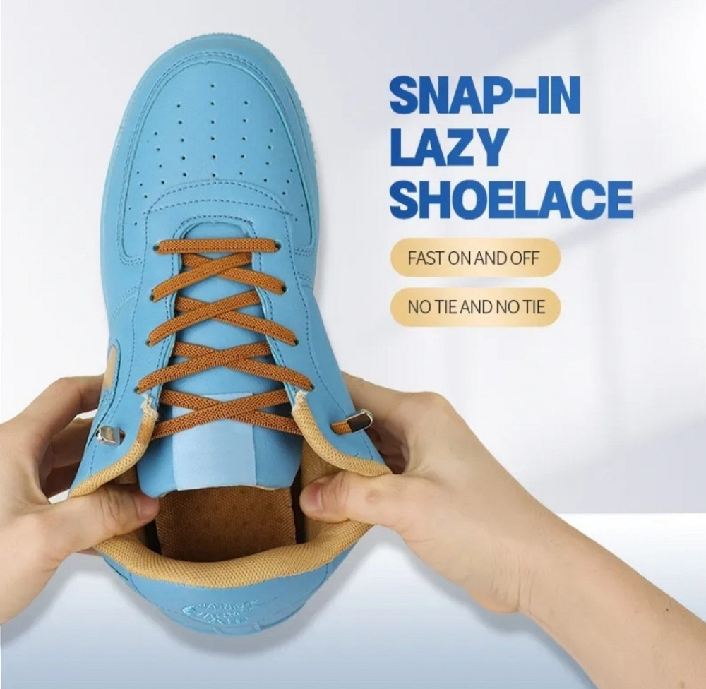 Еластичні шнурки без зав'язок з металевими фіксаторами Блакитний Смела - изображение 2