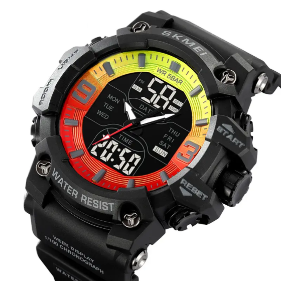 Часы мужские наручные спортивные Skmei 2222 (Черный с разноцветным) Винница