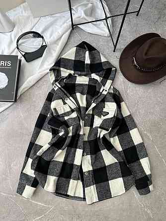 Жіноча повсякденна сорочка в клітинку з капюшоном турецький кашемір Чорний, 48/52 Одеса