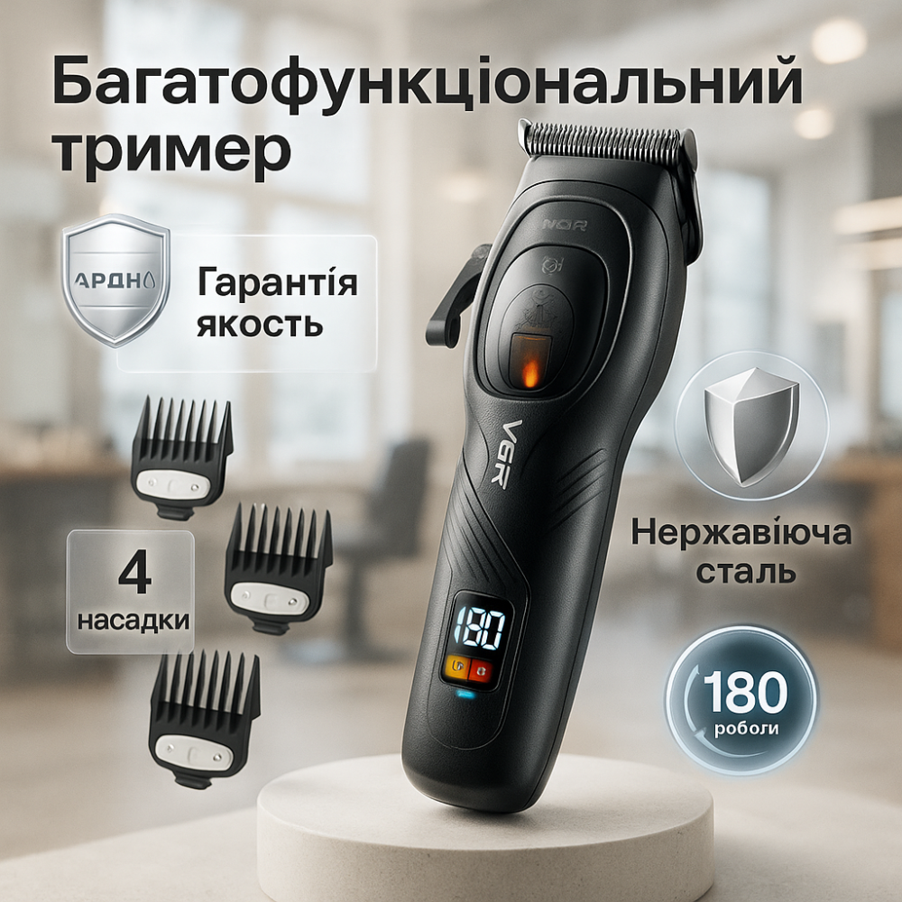 Акумуляторна машинка для стрижки волосся з насадками VGR V-269, Миюча машинка для стрижки RK-99 Львів - фото 19