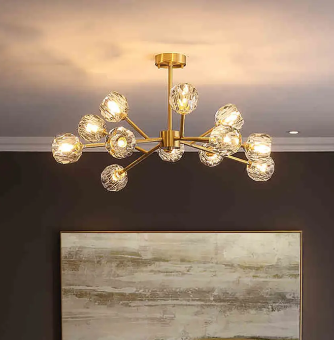 Светодиодная хрустальная люстра Краски 8613 (Золотистая) на 9 плафонов Вінниця - фото 1