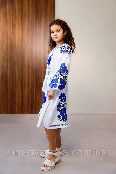 Дитяче вишите плаття натуральне полотно "Квіти Праги" р.134-164 Кривий Ріг - фото 4