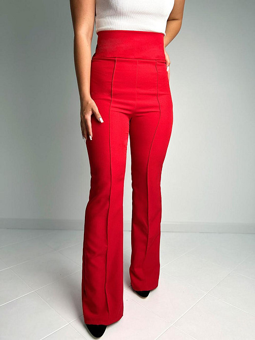Довгі брюки з високою талією "Salvia" оптом | Батал| Розпродаж моделі 50, Червоний Київ - фото 1