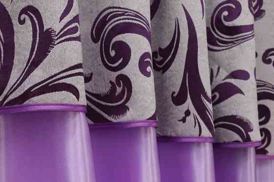 Кухонні штори VR-Textil № 073к з ламбрекеном і підхватами бузковий з фіолетовим 250х170 см (52-0955) Киев