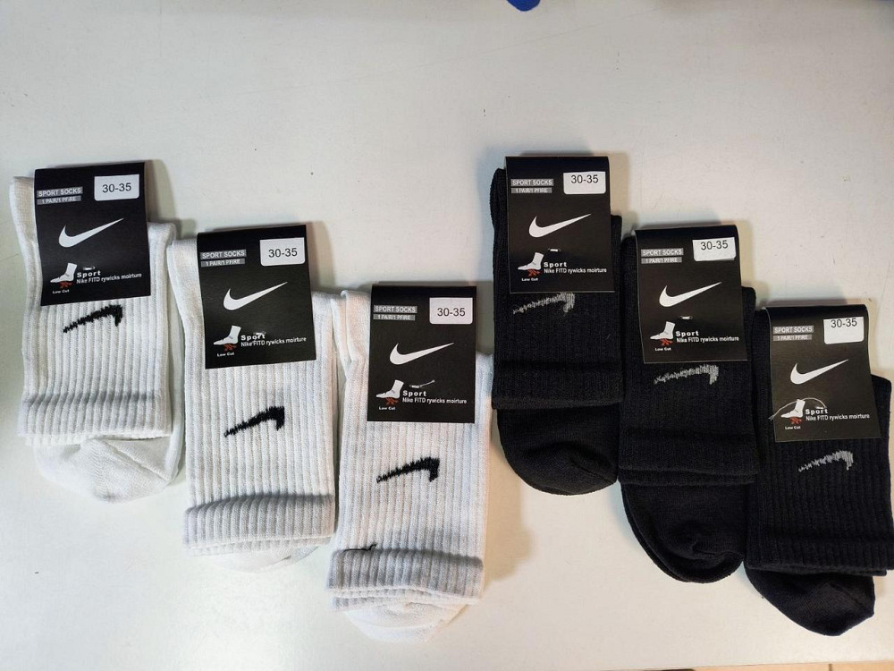 Дитячі високі шкарпетки білі бавовна в наборі по 3 штук Nike. Розмір 30-35 Київ - фото 4