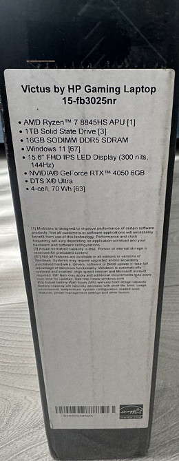 Ноутбук HP Victus 15.6 ryzen7rtx4050 1TB Киев - изображение 1